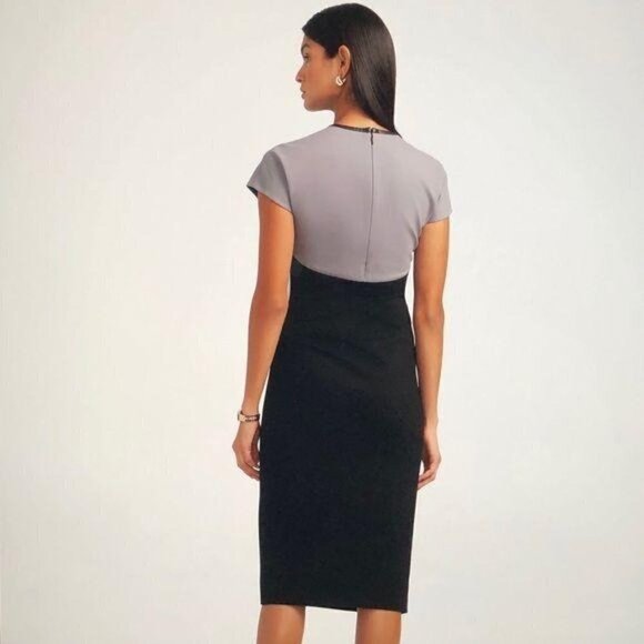 Anne Klein Colorblock Ponte Sheath Dress Black 0 - Picture 3 of 3